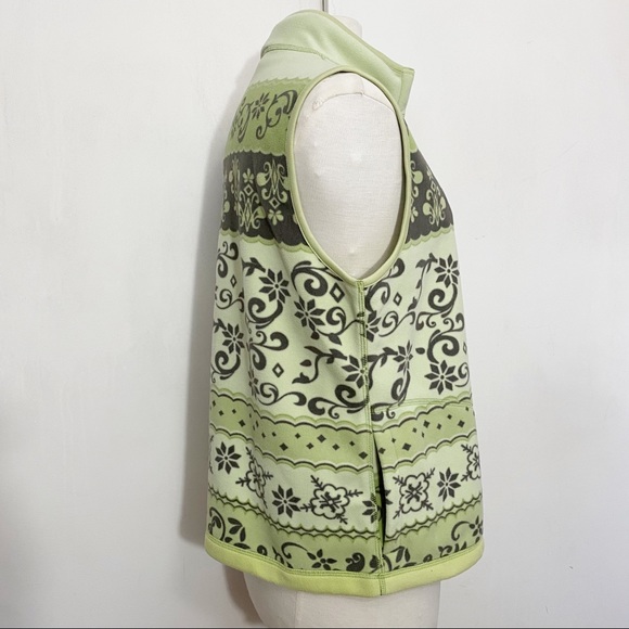 ALLISON DALEY zip front print fleece vest side pockets very soft MP - Picture 2 of 7